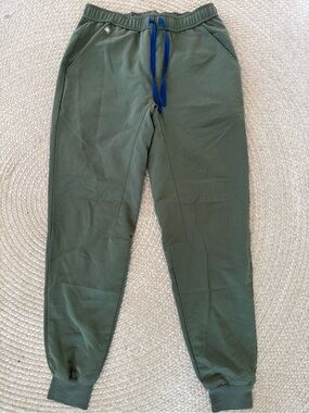 Figs Olive Green Jogger Pants with Blue Drawstring